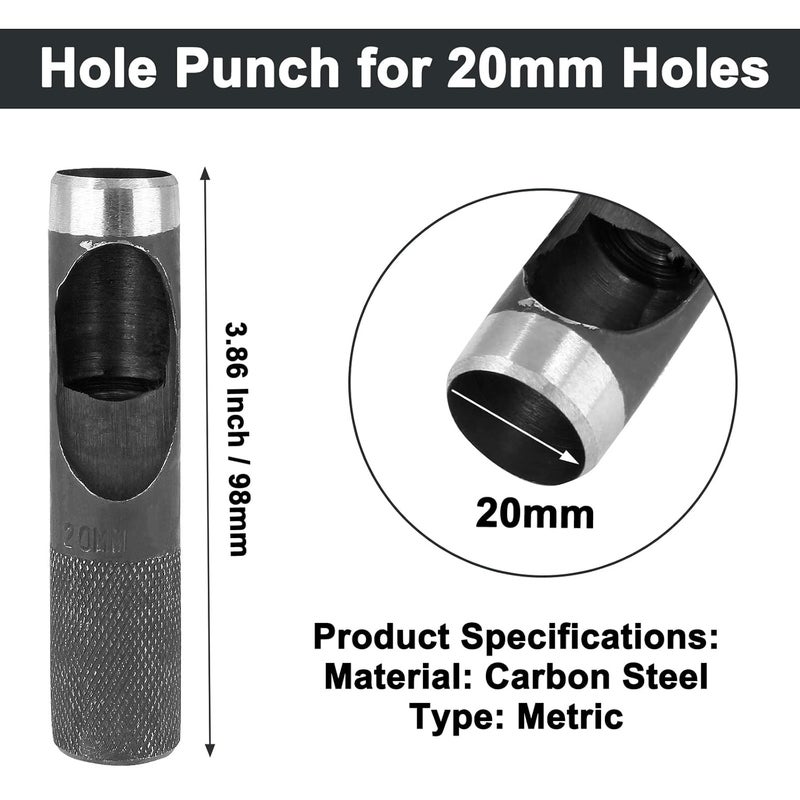 Bivethoi 20mm Round Gasket Punch, Carbon Steel Hollow Hole Cutter Tool, Watch Band Leather Hole Punch for Belts Fabric Canvas Paper Plastic Craft (Metric) - Image 2